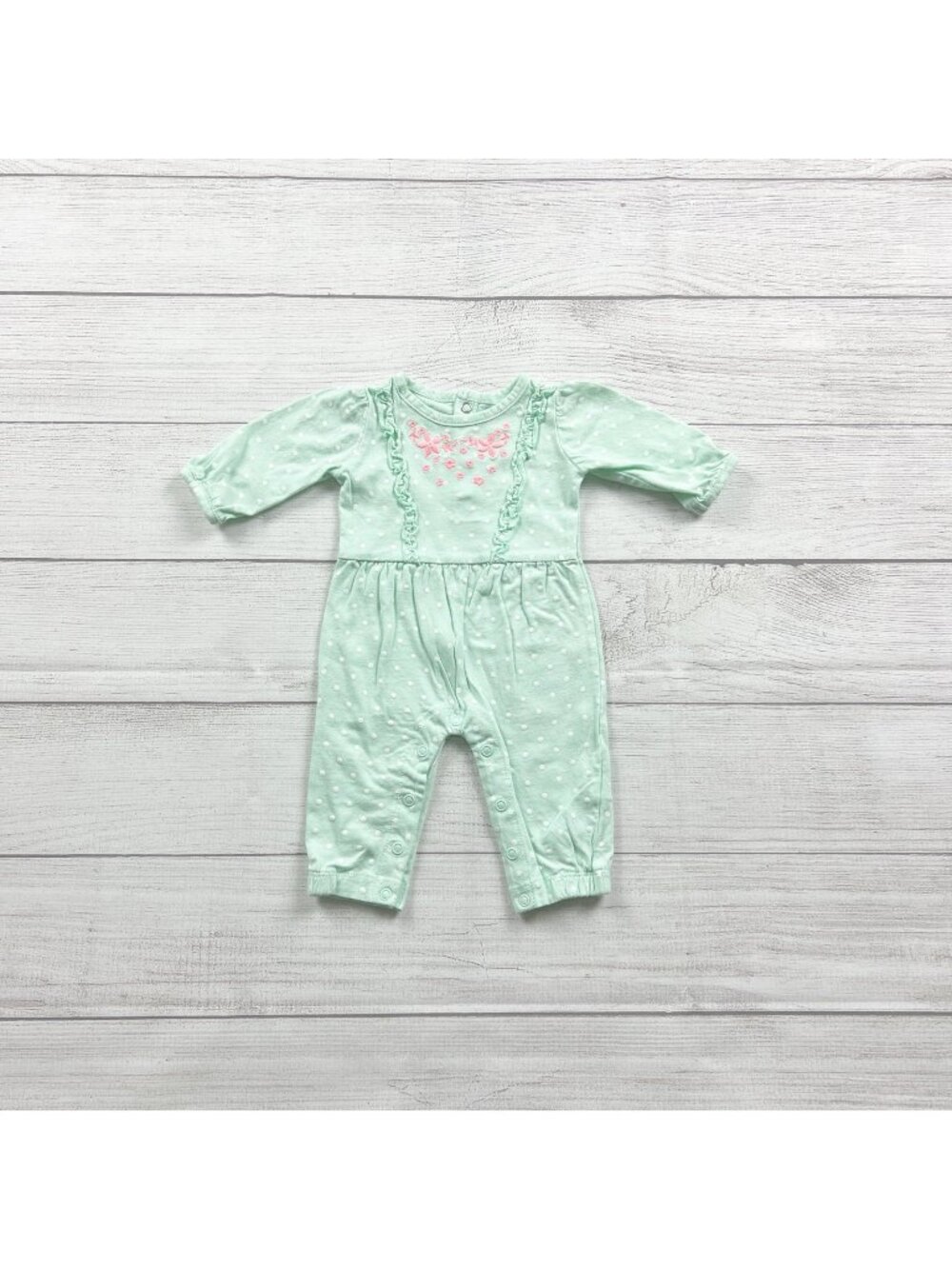 Just One You By Carter's Baby Girl Polka Dot Mint Green Floral Romper Newborn